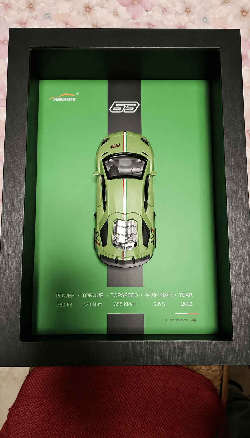 Customer photo of a green Lamborghini framed model